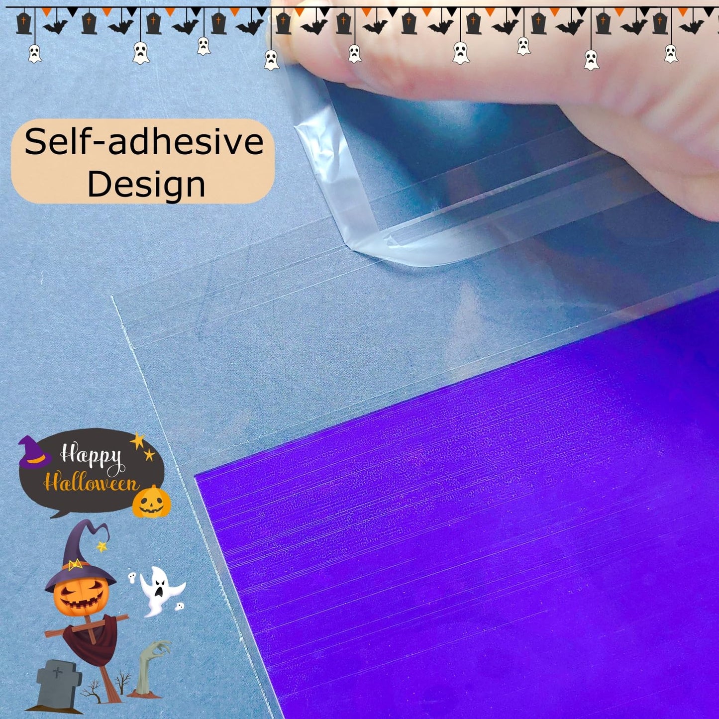 UTOYSOV 550 PCS Halloween Candy Bags, 12 Styles Self Adhesive Trick or Treat Cookie Bags for Party Gift Supplies, Cellophane Halloween Goodie Bags