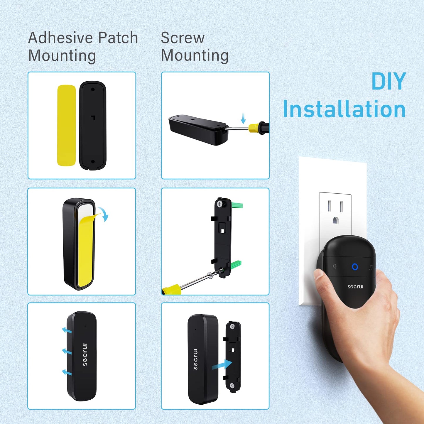 SECRUI Door Chime, Door Open Sensor Chime for Business/Home When Entering, Adjustable Volume, Easy Installation, 400ft Range, 52 Chimes, M508+D7