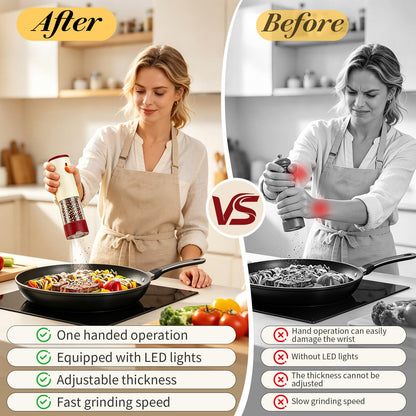 Electric Salt and Pepper Grinder Set Automatic Rechargeable Salt and Pepper Shakers Kitchen Appliances with Storage Base External Adjustable Coarseness & Upgraded Large Capacity for Mom Gifts-2 PCS