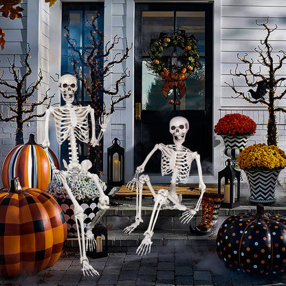 LaLamona 5.4ft Posable Halloween Skeleton, 2Pcs Life Size Skeleton Bones with Movable Joints for Halloween Graveyard Haunted House Spooky Scene Decor