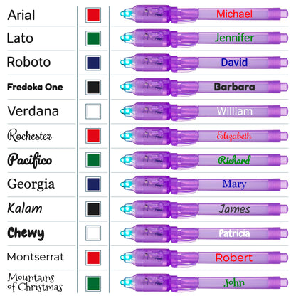 Personalized Invisible Disappearing Ink Pen Marker, Custom Secret Spy Message Writer with UV Light, Fun Activity for Kids Party Favors Gifts and Stock Stuffers, 24 Pack, Purple