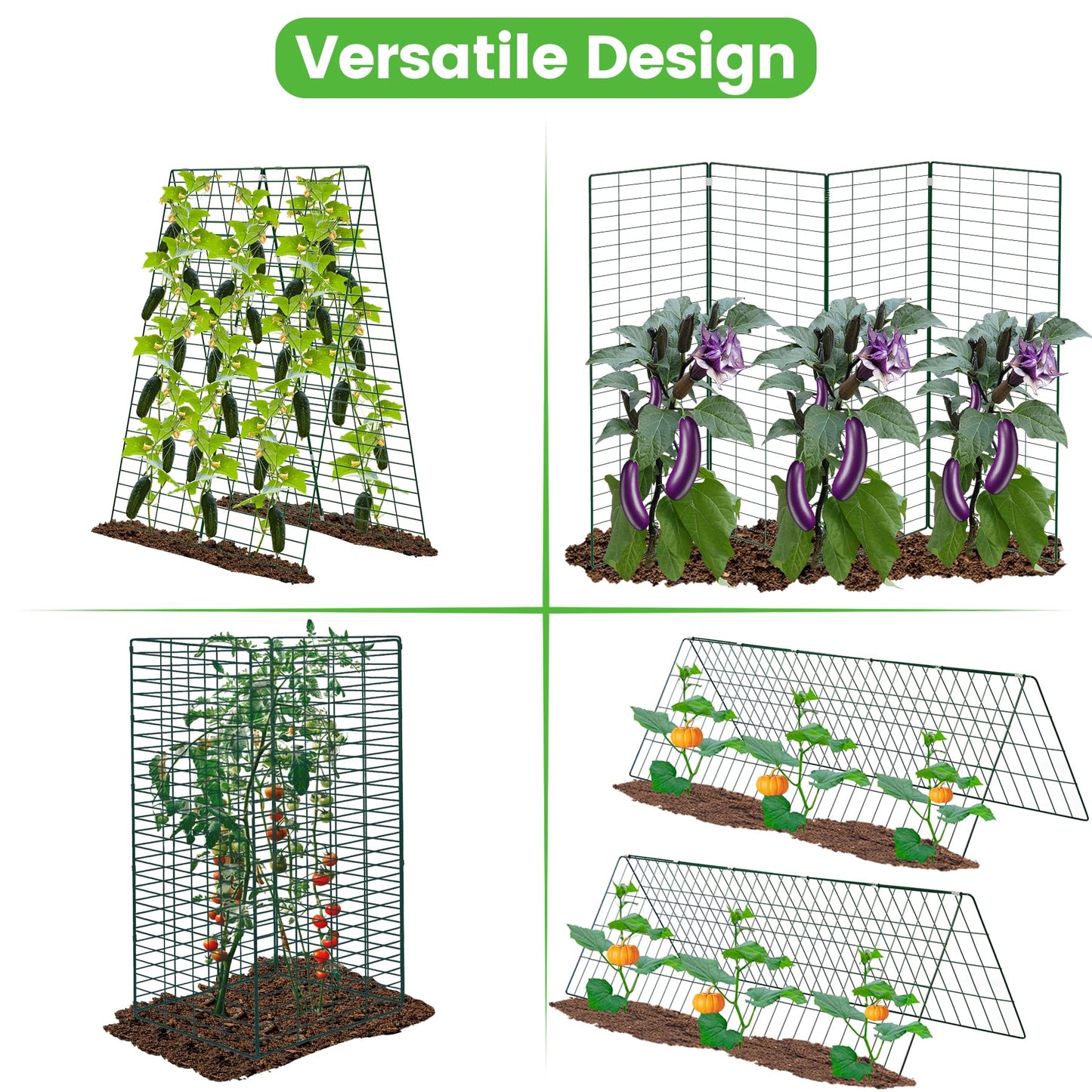 Toriexon Foldable Cucumber Trellis, 48" L x 34" W A-Frame Trellis, Climbing Plants Support Raised Bed Trellis with Twist Ties & Plant Bags for Outdoor Yards Gardens