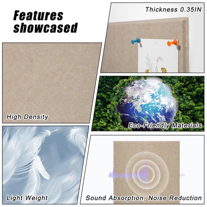Large Cork Board 36" x 24", 6 Pack Felt Bulletin Board with 30 Pushpins, Cork Boards Alternative with Self-Adhesive Strips, Felt Wall Tiles Pin Boards for Walls Office Home School Decor-Tan