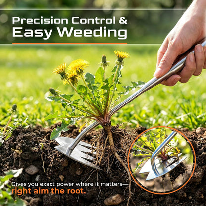 LOOHOI Garden Hand Weeder Tool, Heavy-Duty Stainless Steel Weeding Tool for Deep Root Removal, Portable Garden Weed Removal Tool for Lawn, Flower Beds & Yard
