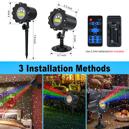 SHEDALED Laser Christmas Projector Lights Outdoor, RGB Laser Light Projector, Firefly Lights Show with Remote & Timer, Waterproof, Holiday Decoration for Christmas, Home House Decor, Party, Garden