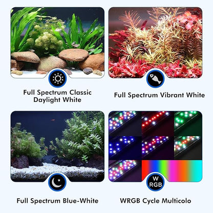 hygger Auto On Off Aquarium LED Light, 4 Mode Lighting Full Spectrum Fish Tank Light 24/7 Timer Colorful Fish/Sun/Nightlight/WRGB Cycle for Freshwater