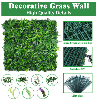 Yangrass 12pcs 20''x20'' Grass Wall Panels, Artificial Hedge Panels Greenery Wall, UV Protected Faux Grass Backdrop Privacy Fence Screen, Greenery Wall for Outdoor Indoor Garden Birthday Wedding Decor