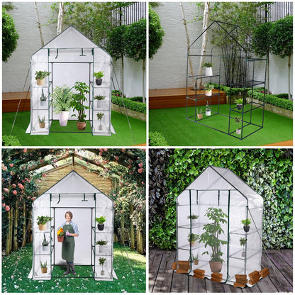Greenhouse, Portable Mini Walk-in Green House for Outdoors with Roll-up Zipper Door, Anchors, and UV-Resistant Cover