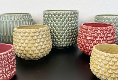 Nordring Stoneware Flower Pot – 6’’ White Planter with Polka Dots – Modern Ceramic Pot with Crackle Glaze – No Drainage Holes – Holds 5’’ Indoor Plant