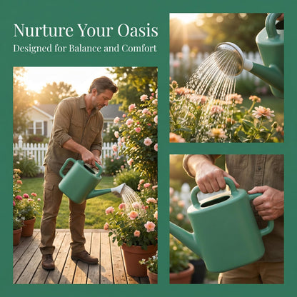 2 Gallon Resin Watering Can，Garden Outdoor with Removable Long Spout and Stainless Steel Sprinkler Head,Large Plastic Suitable for Garden, Indoor Plants, or Outdoor Flowers (Green) (10L)