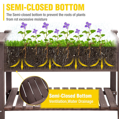 Aivituvin Raised Garden Bed on Wheels, Elevated Plant Boxes Outdoor Large with Grow Grid - with Large Storage Shelf 52.7" x 22" x 30"
