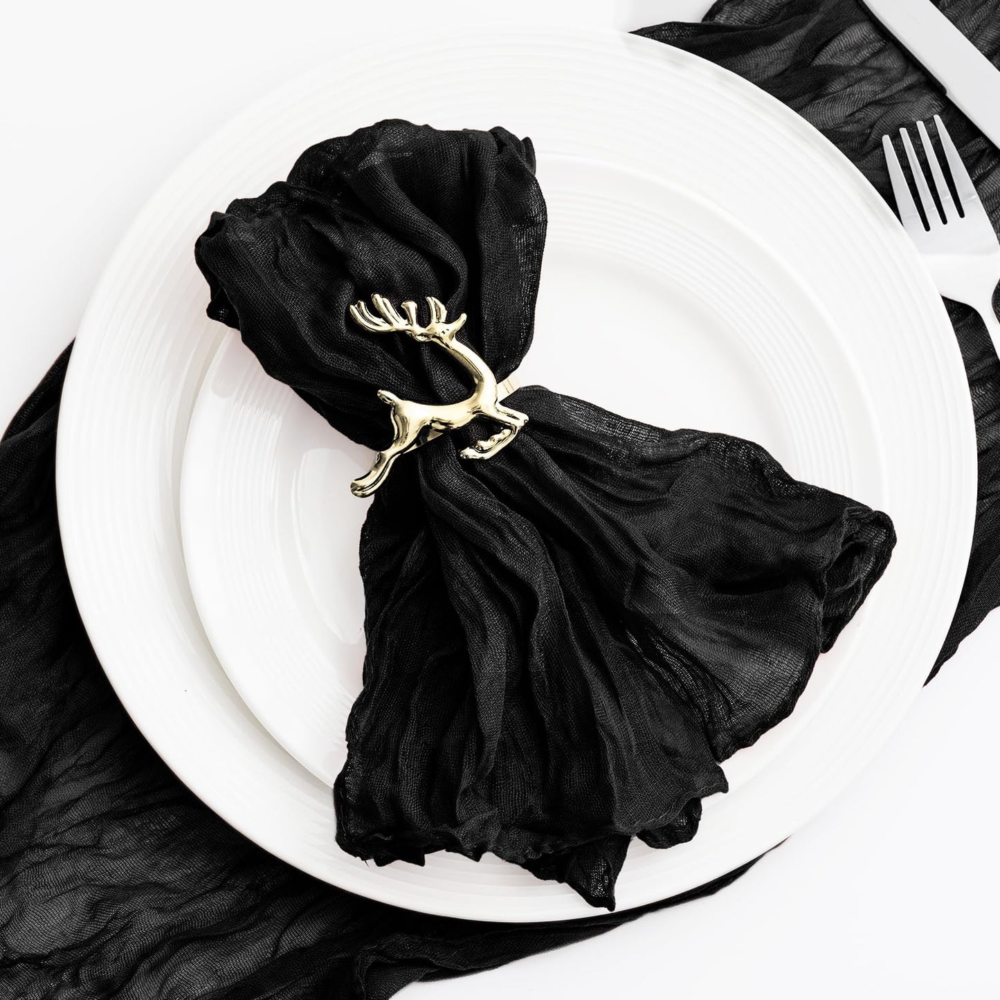 60 Pack Black Cheesecloth Napkins Washable 21x21 Inches Black Cloth Napkins Set of 60 Dinner Table Napkins for Wedding Rustic Boho Cotton Gauze Summer Bridal Baby Shower Party Table Decor