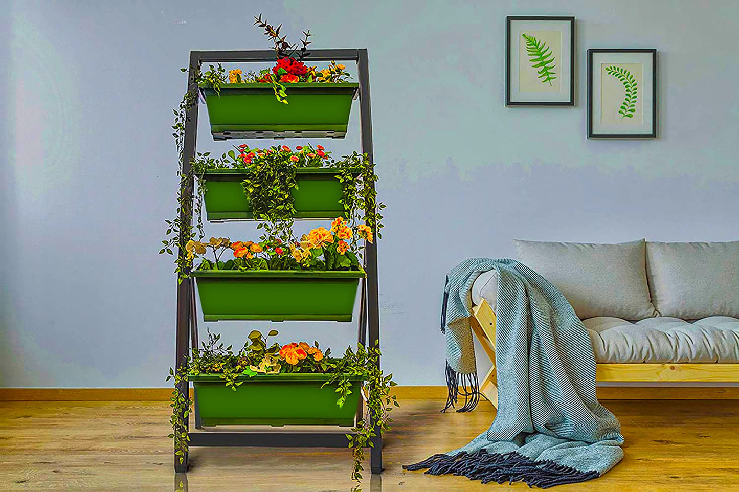 Outland Living 6-Ft Raised Garden Bed - Vertical Garden Freestanding Elevated Planter with 4 Container Boxes - Good for Patio or Balcony Indoor and Outdoor - Perfect to Grow Vegetables Herbs Flowers