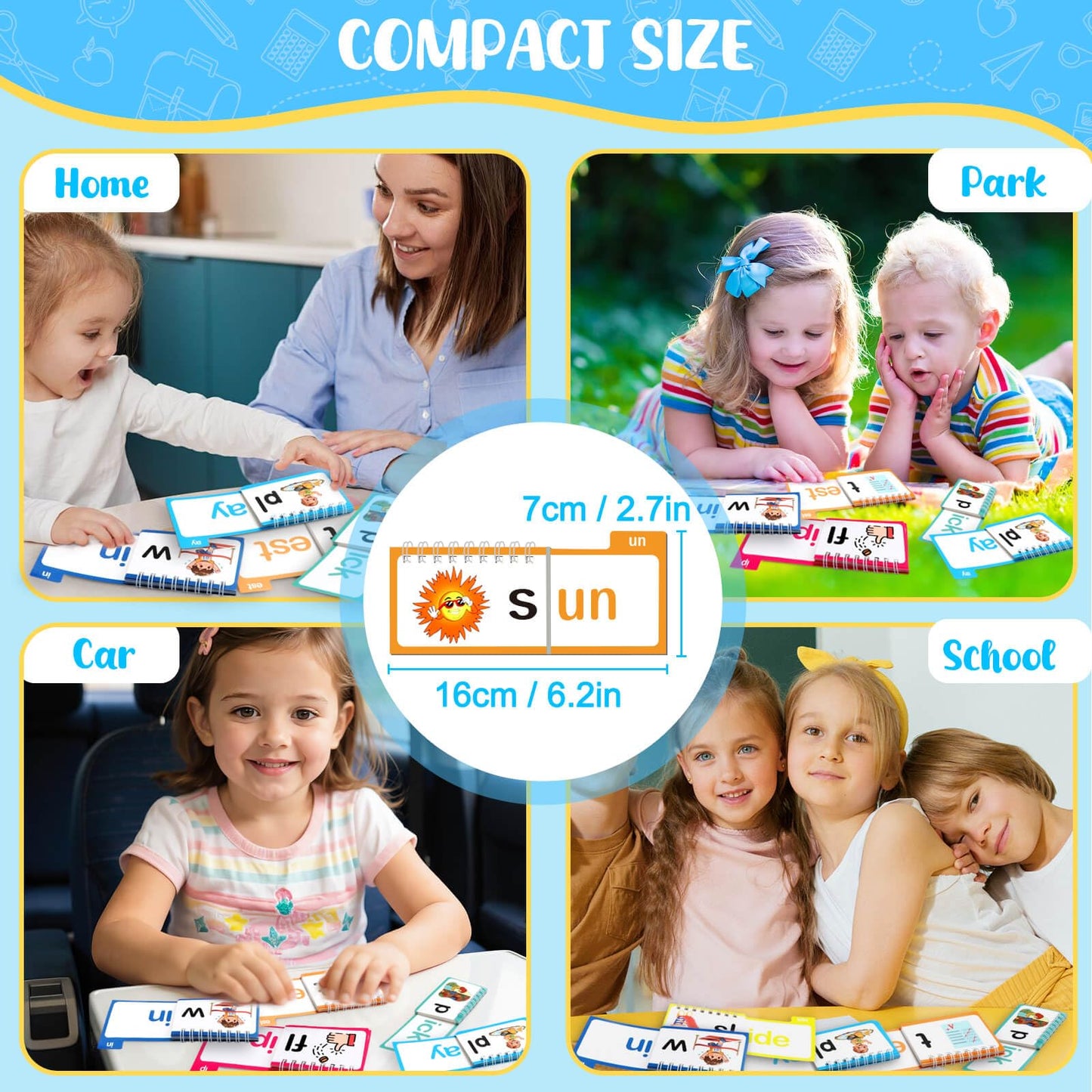 YOTOY 30 Read and Rhyme Flip Books, Word Family ABC Vocabulary Flashcards, Phonics Flash Cards, Kindergarten Sight Word - Learn to Read Activity Games, Toys for Kids Toddlers Ages 2 3 4 5 8 Years Old