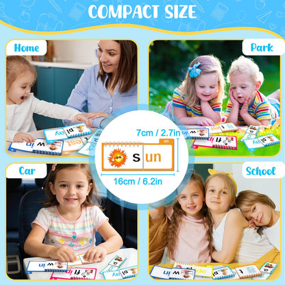 YOTOY 30 Read and Rhyme Flip Books, Word Family ABC Vocabulary Flashcards, Phonics Flash Cards, Kindergarten Sight Word - Learn to Read Activity Games, Toys for Kids Toddlers Ages 2 3 4 5 8 Years Old
