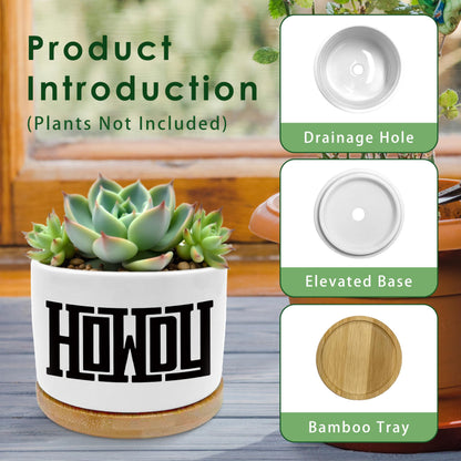 ROXMART Howdy Western Plant Pots, Western Gifts for Women Men Succulent Planters, Retro Southwestern Cowboy Cowgirl Ceramic Plant Flower Pots for Home Office Desk Table Shelf(No Plants)