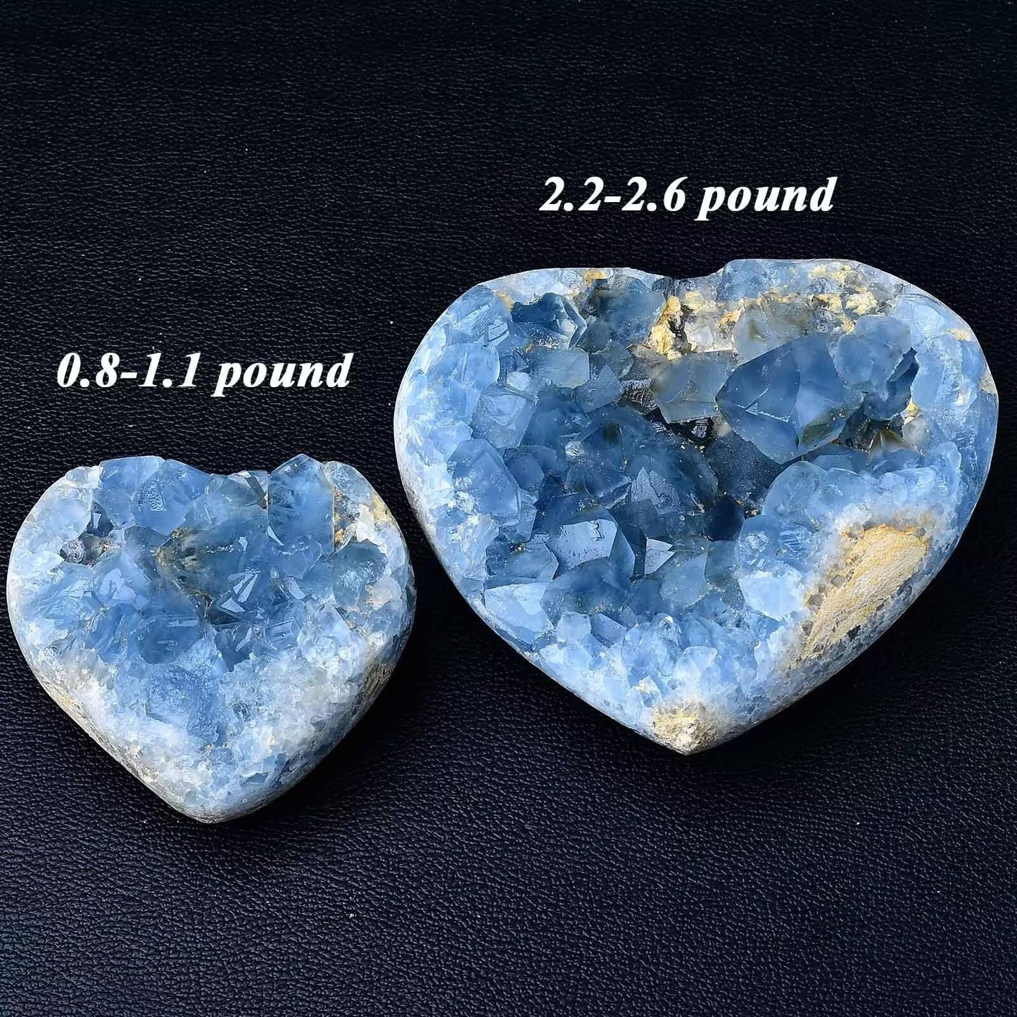FZBHRO Extra Large Blue Celestite Geode Heart Healing Crystal Stone Collection Mineral Specimen with Stand Home Office Decor 3.5-4.0 Pound