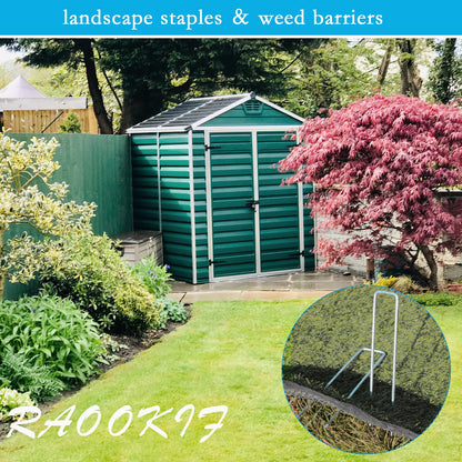 RAOOKIF 8 Inch Galvanized Garden Landscape Staples, 20/50/100/200Pcs Garden Metal Stakes, 11 Gauge Heavy Duty Ground Stakes for Decoration, Fence, Lawn, Fabric Pins