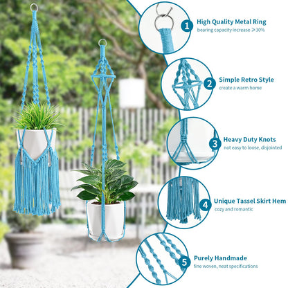 SFENNGPET Macrame Plant Hangers, 6Pack Hanging Planters for Indoor Plants w/ 6 Set Hangers Kit Handmade Macromay Plant Hangers Indoor Flower Pots Holder Stand for Boho Home Décor (POTS NOT Included)