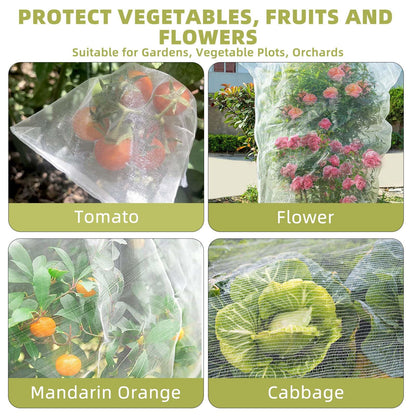 Bird Netting for Garden Protection, CANAGROW 4 Pack Garden Plant Mesh Covers Bags with Drawstring, Insect Bird Barrier Bug Netting for Fruit Blueberry Bushes Vegetable Flower (3.3x4.9FT)