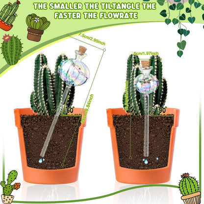 6 Pcs Plant Watering Globes Self Watering Globes Cactus Self Watering Planter Insert Automatic Plant Watering Devices Glass Plant Watering Bulbs for Summer Indoor and Outdoor Plants(Mixed Color)