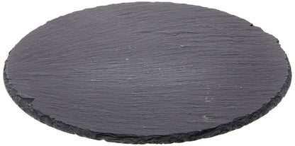 Cilio Slate Round Cheese Board, Natural Stone Tray for Serving Cheese, Charcuterie, Sushi, Appetizers, and More, Black, 11" diameter