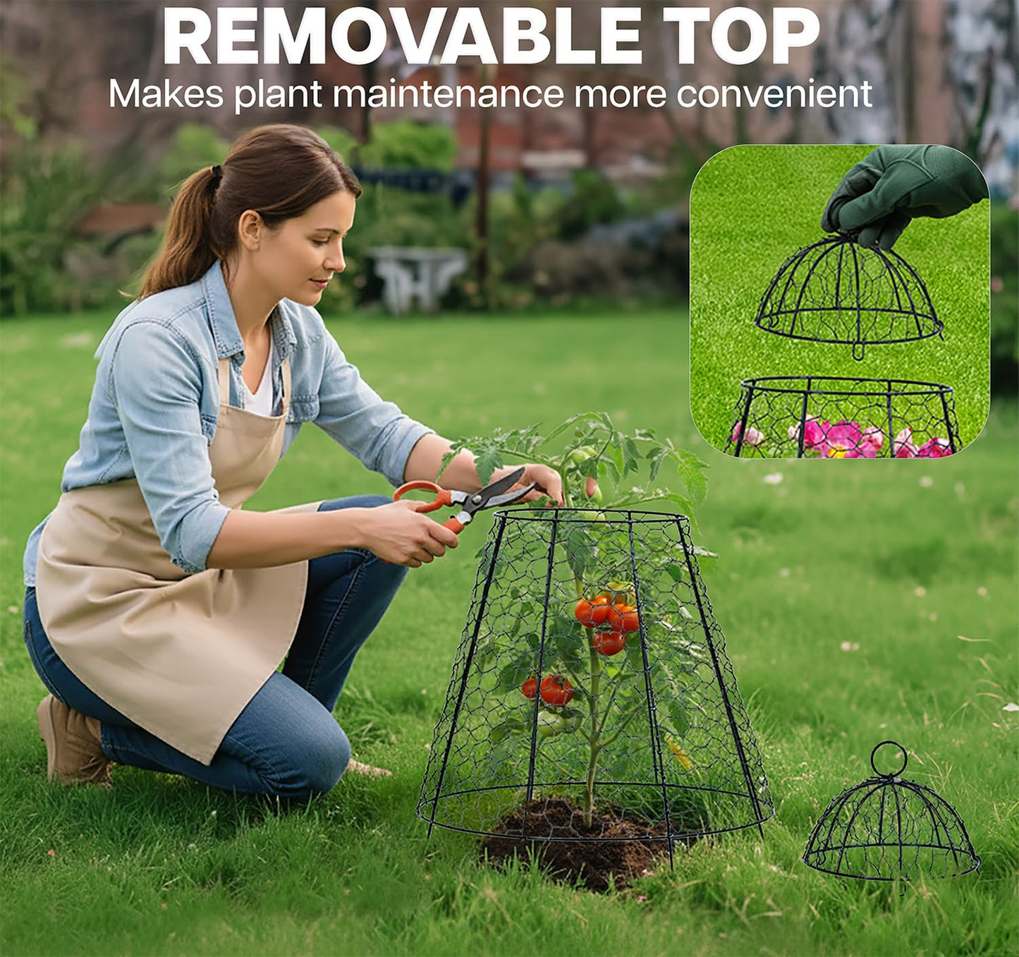 Life Finds Chicken Wire Garden Cloche Set, Protective Plant Cover for Flowers and Produce with Removable Top, Protection from Animals, Pack of 6, LF-GC6P