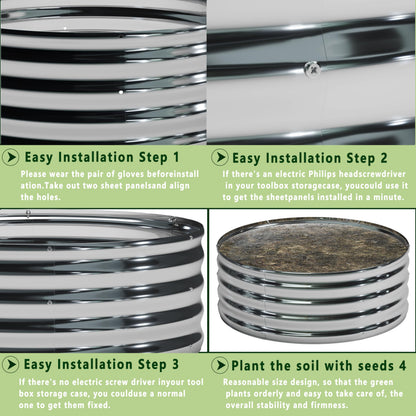 DIIYIV 3Pack 3x3x1ft Galvanized Raised Garden Bed, Planter Raised Garden Beds Outdoor, Round Clearance Raised Garden Beds for Gardening Vegetables