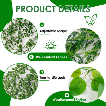 Der Rose 4Pcs Fake Plants Hanging Artificial Ivy Vine Faux Eucalyptus Hanging Plants, Boston Fern, String of Pearls for Living Room Aesthetic Bedroom Boho Kitche Wall Shelf Indoor Outdoor Decor