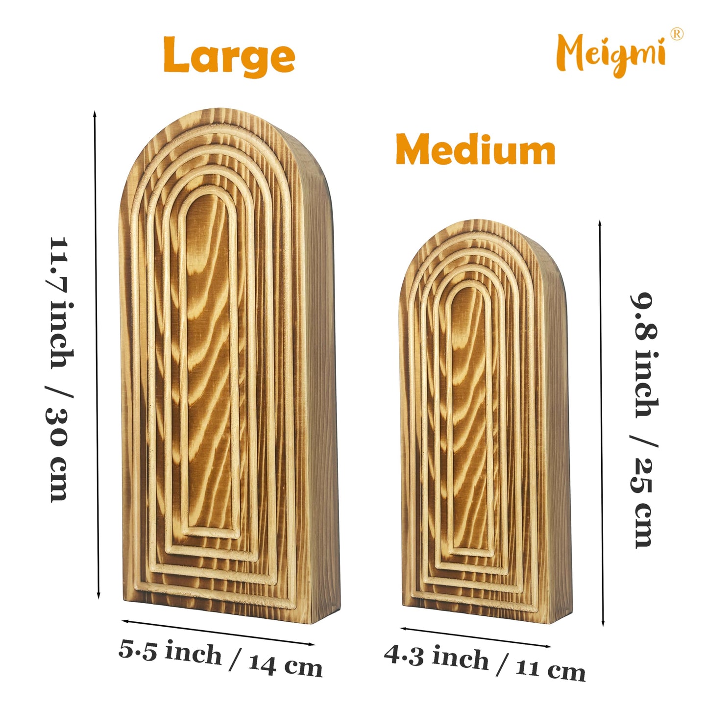 2 Pack Wooden Wall Vase Set - Boho & Modern Farmhouse Wall Decor, Hanging Planter for Indoor Plants & Flowers, Wood Mounted Art for Living Room, Bathroom, Hallway, Home Decor (Burnt Wood, Medium)