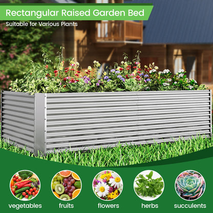 FRIZIONE 2pcs Tall 8ft Galvanized Raised Garden Bed Outdoor,Above Ground Garden Bed for Vegetable,Metal Raised Beds for Flower,Steel Raised Beds for Gardening - 8x3ft
