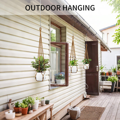 IDEEEPAN Macrame Plant Hanger - Fits 4 to 15 inches Pots for Indoor Outdoor, 43"/35"/29" Different Sizes Set, Brown (POTS NOT Included)