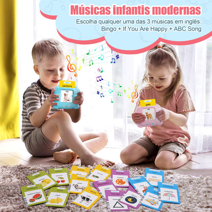 Portuguese (Brazil) & English Talking Flash Cards for Toddlers, Bilingual Flash Cards Learning Montessori Toys with 224 Sight Words, Speech Therapy Toys for Children Sensory Preschool Education Gifts