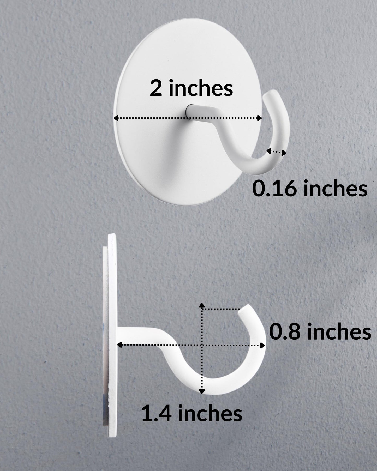 DEKAZIA® Set of 4 Self-Adhesive Ceiling Hooks White - Extra Strong Round Hooks for Ceiling & Wall