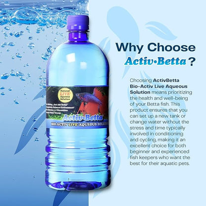 Activ Betta Water for Aquarium Décor, 33.8 fl.oz. - Premium Water Conditioner for Betta Fish Tanks, Enhances Water Quality and Aquatic Health (Pack of 2)