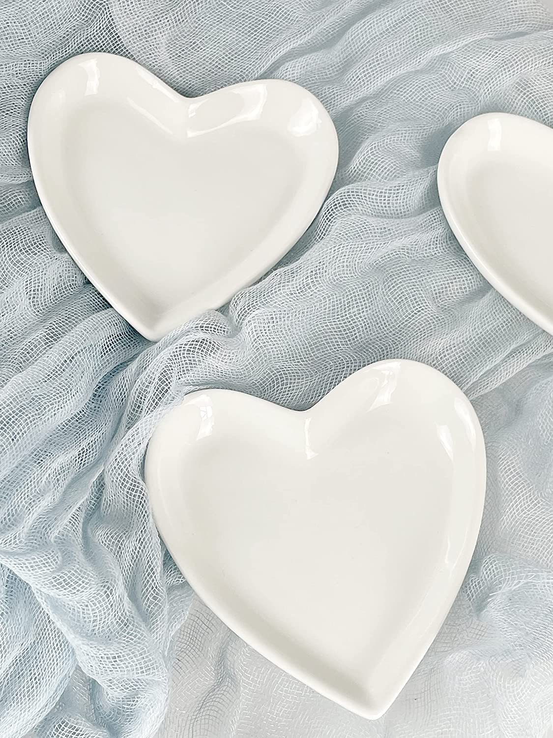 6pcs Ceramic Heart Shape Jewelry Trays Jewelry Dishes Ring Holders Storage
