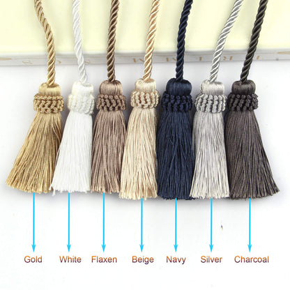 Fenghuangwu Curtain Tiebacks Handmade Decorative Curtain Holdbacks Rope with Tassel (flaxen, 4P)