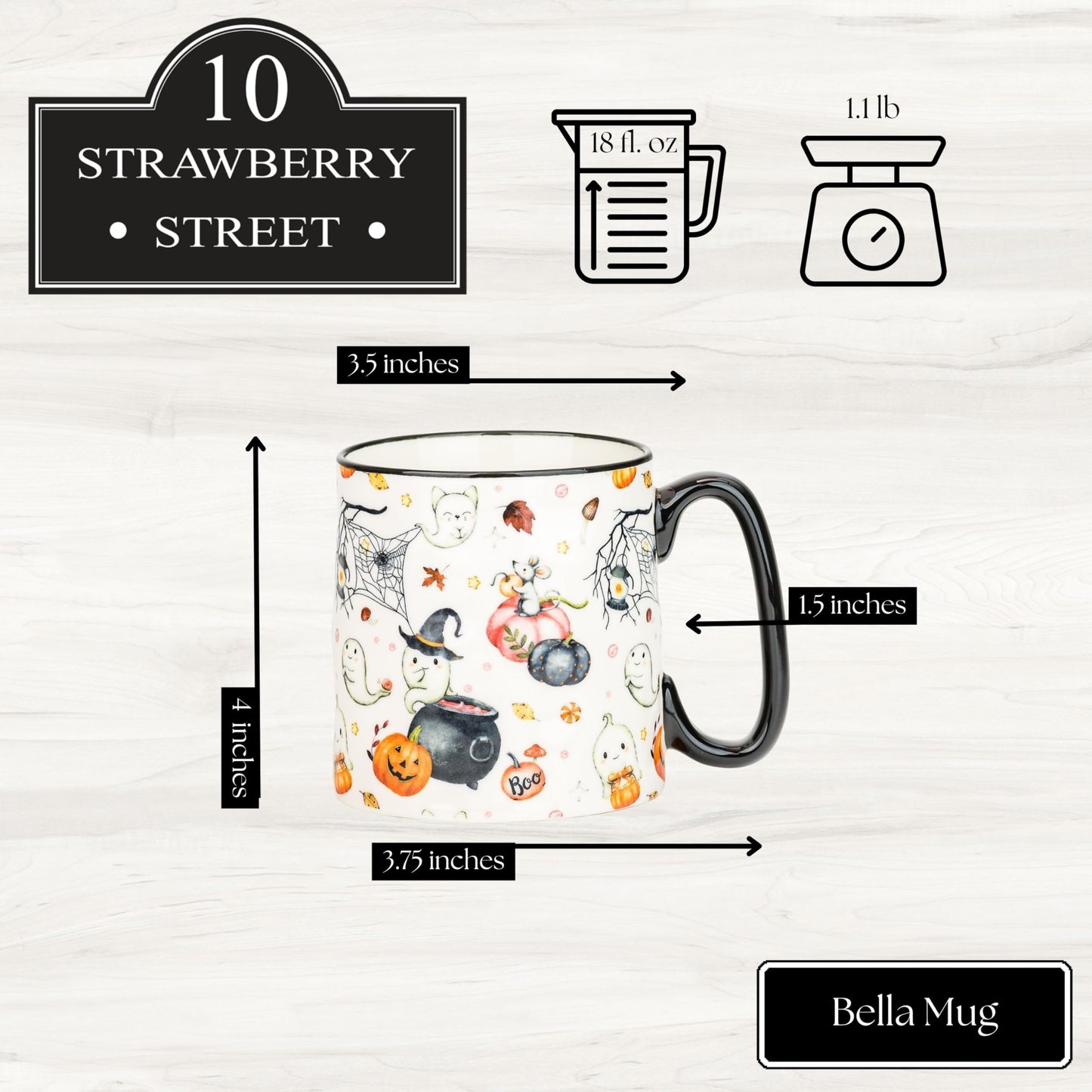 10 Strawberry Street Bella Witchy Ghosts, Set of 4