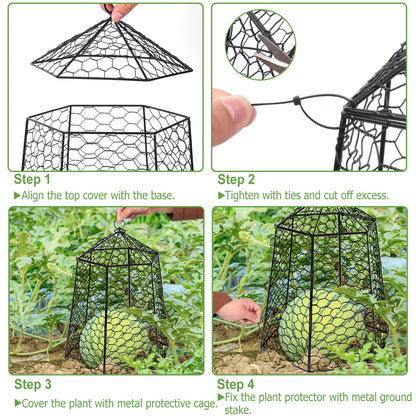 Budiwati 18.5" x 13" Large Plant Protection Cage, 5 Pcs Chicken Wire Cloche, Metal Protectors for Garden Plants, Protecting Fruits and Seedlings from Rabbits, Squirrels and Other Animals
