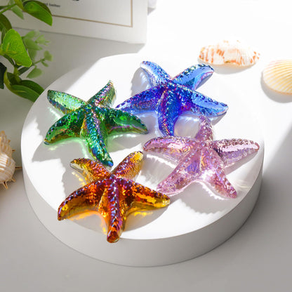 Movdyka 4pcs Starfish Crystal Figurine Desk Decor Handmade Blown Glass