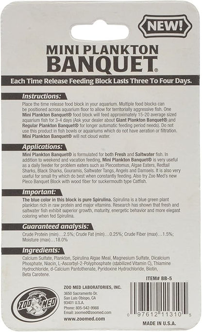 Zoo Med Laboratories AZMBB5 Plankton Banquet Block Feeder Mini, 12 Count