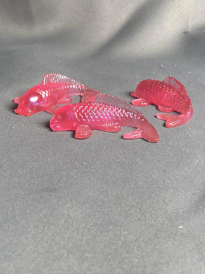 Universal Eminence Oceanic Elegance: Handcrafted Resin Koi Fish Sculptures - 3 Pack (Ruby Red)