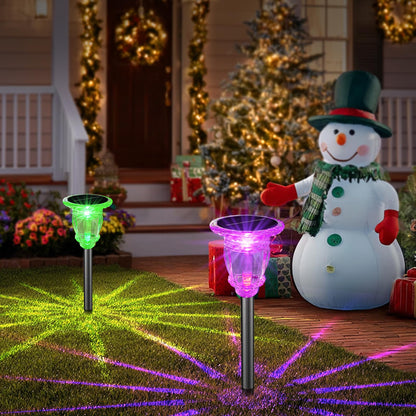 Solar Pathway Lights Outdoor 2 Pack, 10 Modes RGB Color Changing & White Solar Garden Lights, 17.5" IP65 Waterproof Glass Stainless Steel Solar Powered Landscape Lights for Yard Walkway Driveway Patio