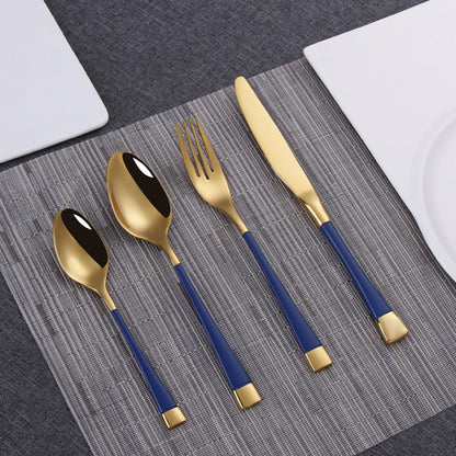 Blue-Gold Silverware ZILNEHZ Flatware Set for 8 Stainless Steel Cutlery Set Elegance Luxury Tableware Set Forks and Spoons Utensil Sets for Home Restaurant Dishwasher Safe