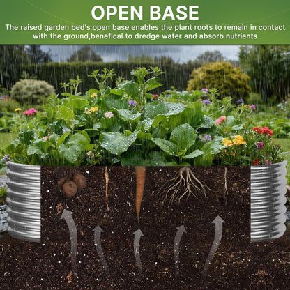 Mostmahes 2 Pack Tall 8ft Galvanized Raised Garden Bed Outdoor, Metal Garden Bed for Vegetables, Above Ground Garden Box for Flower, Steel Raised Beds for Gardening - 8x3ft