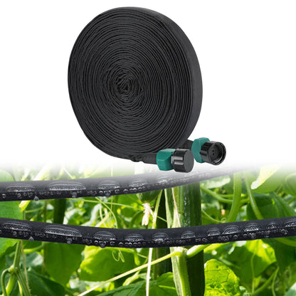 Soaker Hose 50FT for Garden Beds - 3/4" Heavy Duty Double Layer Drip Irrigation Hose, Save 85% Water, Linkable Flat Soaker Hose for Lawn Flower Bed Vegetable Field Effective Watering