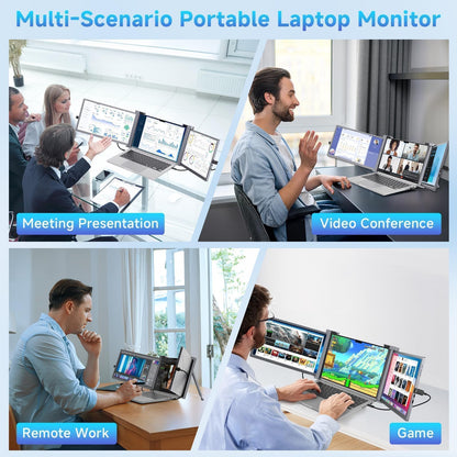 Laptop Monitor Extender, 15" 1080P FHD Triple Screen Extender for 15-17.3" Laptop, Ultra-Thin Screen Extender Portable Laptop for Study Office Gaming Business Trip Use Mac/Windows/Chrome (15.2 Inches)