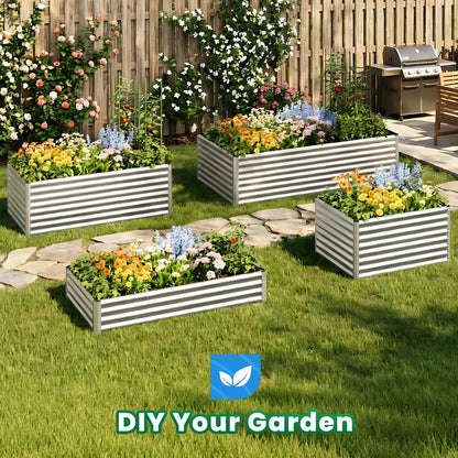 Quictent Galvanized Raised Garden Bed 8x4x2 Ft Tall Metal Planter Box for Vegetables Outdoor Bottomless for Backyard, 2 Tomato Cages Included, 22.04" Deep (Silver)
