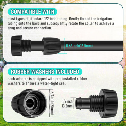 Aurelema 2 Pack 25 PSI Drip Irrigation Pressure Regulator Kit With Water Backflow Preventer for 3/4'' Garden/Faucet Hose Thread and 1/2'' Tubing Adapter, Complete System