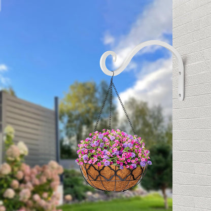 BOLITE Plant Hangers Outdoor Indoor, 8 Inch Wall Plant Hooks, Metal Bird Feeder Hanger for Hummingbird Feeders, Planters, Lanterns, Wind Chimes, Home Decor, 2 Pack, White, Gifts for Women Men